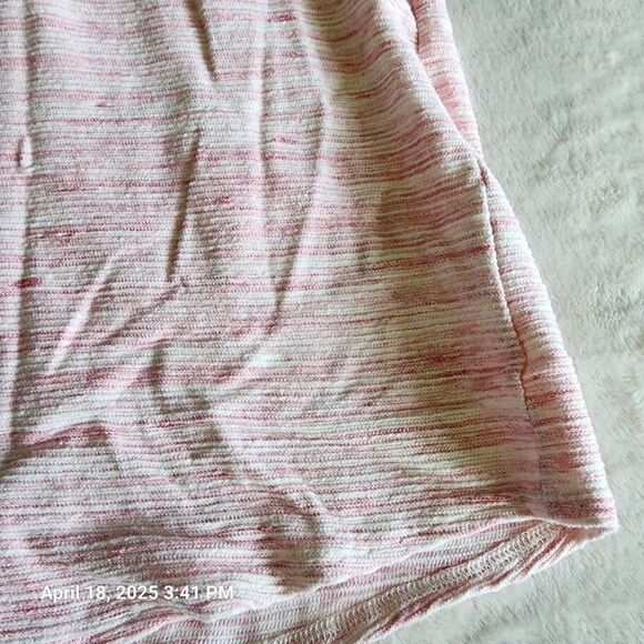 LL Bean M Reg Dress Tunic Pink White Heather 3/4 Sleeves 100% Cotton Back Zip - Picture 2 of 10